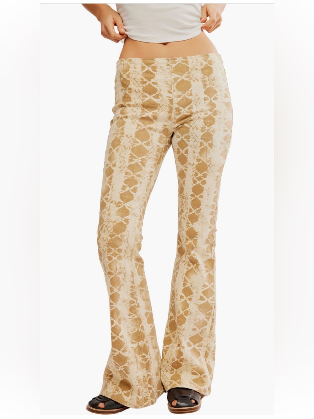 We The Free tan and cream printed high-rise pants